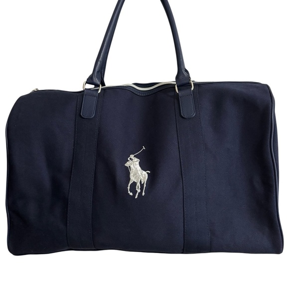 Polo by Ralph Lauren Fragrances Large Canvas Duffel Bag Gym Carry On Blue Pony - Picture 1 of 11